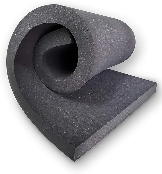New Upholstery Rubber Sheet Cushion (Seat Replacement, Acoustic Foam Panel) USA Made CertiPUR-US Certified 24" Wide (Charcoal, 4" Thick X 24" Wide X 72" Long)