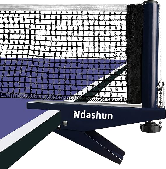Ping Pong Net with Clamp, Professional Table Tennis Net and Post Set, Adjustable Training Practice Mesh, Portable Grip Holder Clip Equipment, Accessories for Indoor Outdoor (Navy)