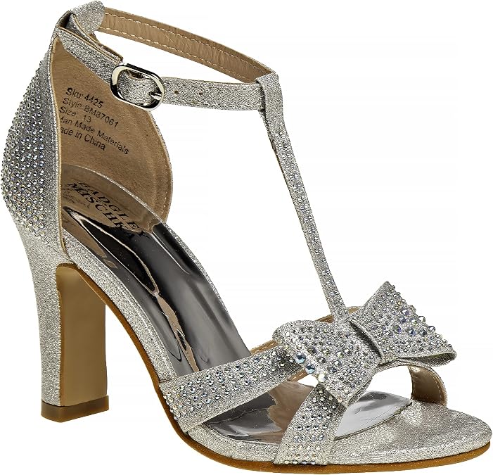 Badgley Mischka Metallic T-Strap Girls Shoe Heel