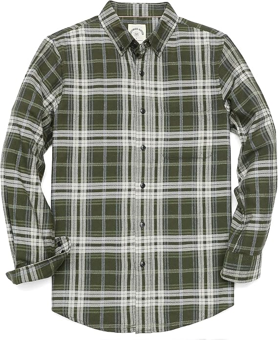 Dubinik Flannel Shirt for Men Casual Button Down Work Soft All Cotton Lightweight Flannel Mens Plaid Shirts Long Sleeve