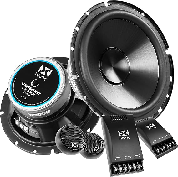 NVX VSP65KIT 750W Peak (250W RMS) 6.5" V-Series 2-Way Component Speaker System with 25mm Silk Dome Tweeters