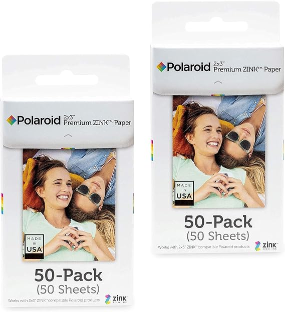 Polaroid 2x3 inch Premium Zink Photo Paper (100 Sheets) Compatible with Polaroid Snap, Snap Touch and Zip.