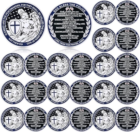 Liliaafar 20 Pcs Police Challenge Coin, Saint Michael Prayer Coin, Classic