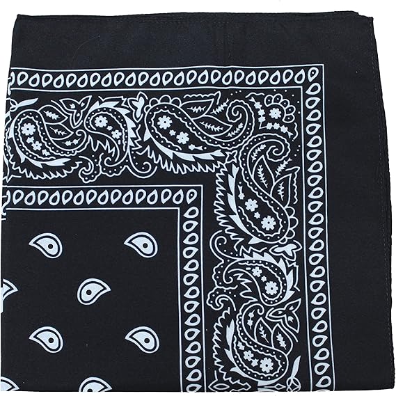 Cotton Bandana - Paisley and Solid Colors Available - 12 Pack