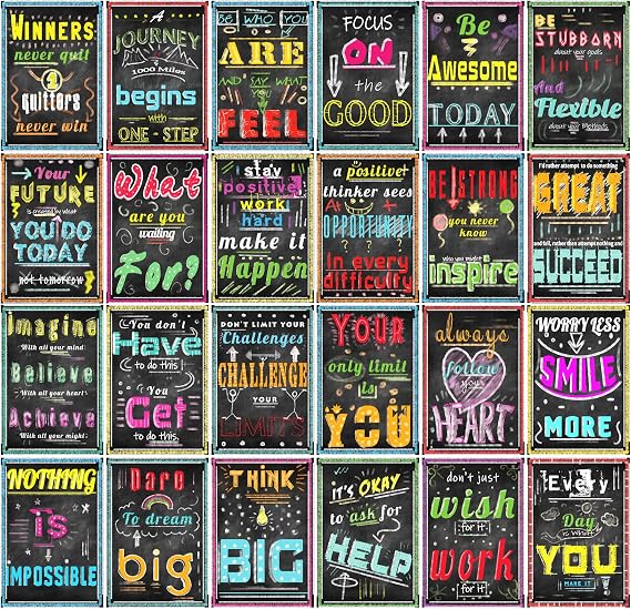 ShyLizard Motivational Posters for Classroom Decorations, Inspirational Posters for Middle School, High School, Office & Wall, School Decorations for Kids, Students & Teenagers, 24Pack
