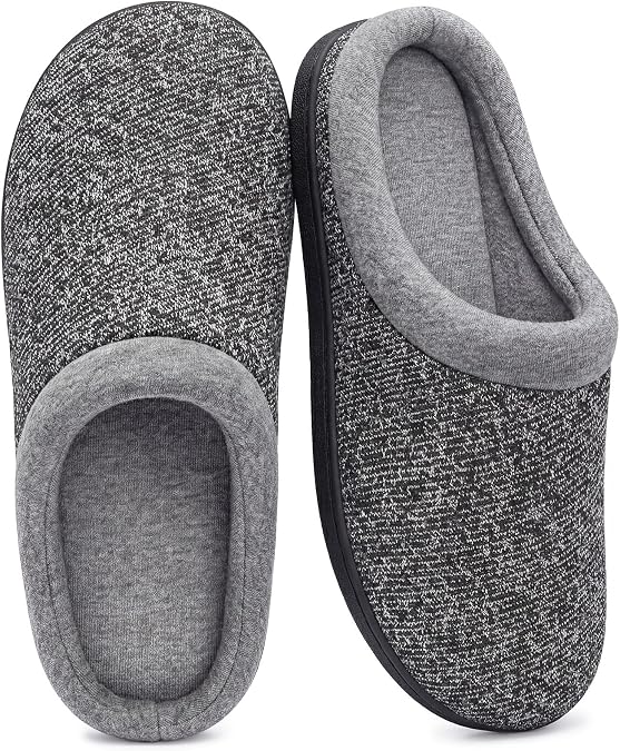 HomeTop Women's Knit Memory Foam Slippers Warm Soft House Anti-Slip Shoes