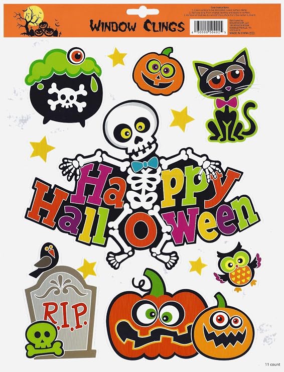 Happy Halloween with Skeleton Window Clings