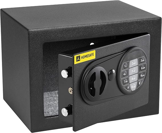 HomeSafe HV17E Digital Safe Box with Electronic Lock, 17x23 x17cm (HxWxD), Electronic Money Safe Lock Box for Home Security, Storage Safety Locker, Cash Savings or Money