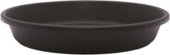 The HC Companies 16 Inch Round Plastic Classic Plant Saucer - Indoor Outdoor Plant Trays for Pots - 16"x16"x3" Black