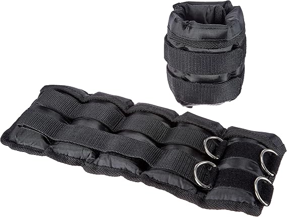 Amazon Basics Adjustable Ankle Weights for Men & Women, for Workouts, Resistance Training, Walking, Black