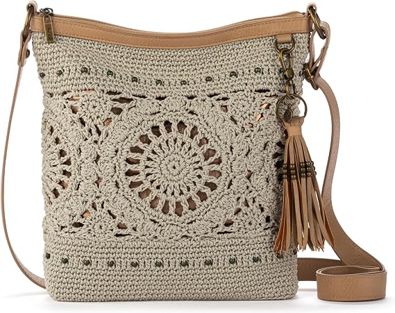 The Sak Lucia Crochet Crossbody Purse - Zipper Closure & Adjustable Strap