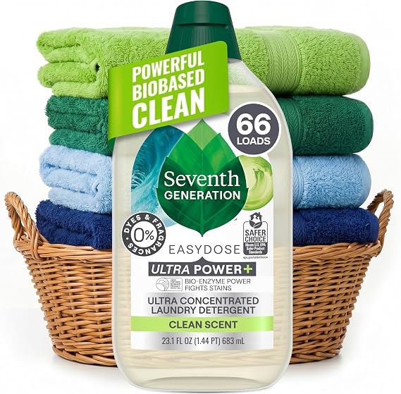 Seventh Generation, Laundry Detergent Ultra Power Plus Clean Scent, 23.1 Fl Oz