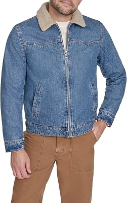 Levis Mens Denim Western Jacket With Sherpa Lined Collar