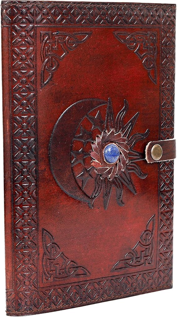 Leather Journal with Lined Pages - Sun & Moon Leather Bound Writing Journal for Women & Men (6x9 in) Lined Journals for Women, Leather Bound Notebook Ruled Journal & Diary, Lined Journal for Writing