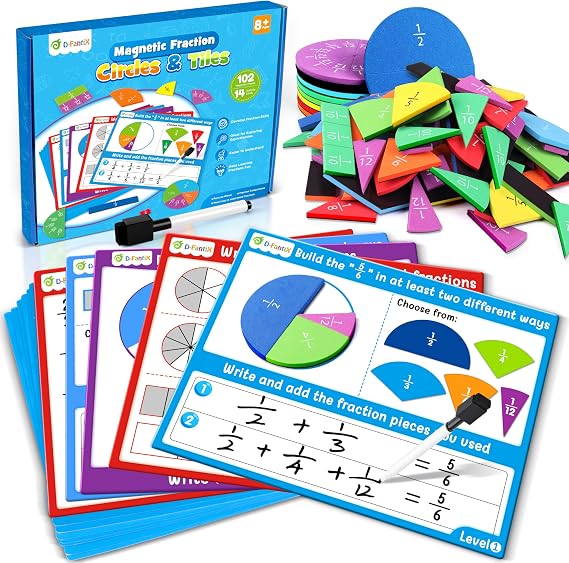 D-FantiX Magnetic Fraction Tiles & Fraction Circles Activity Set