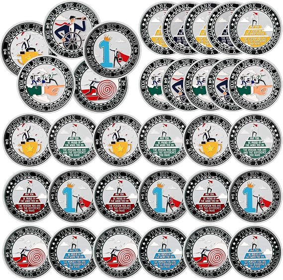Siifert 30 Pcs Appreciation Coins Set Encouragement Challenge Inspirational Thank You Coin Motivational Recognition Gift Bulk for Employees Coworker Staff Gifts(Inspirational)