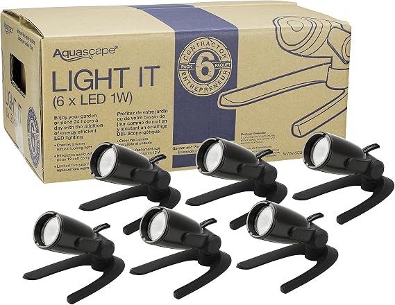 Aquascape 1 Watt LED Pond and Garden Spotlight Pack (Set of 6), Waterproof | 84045