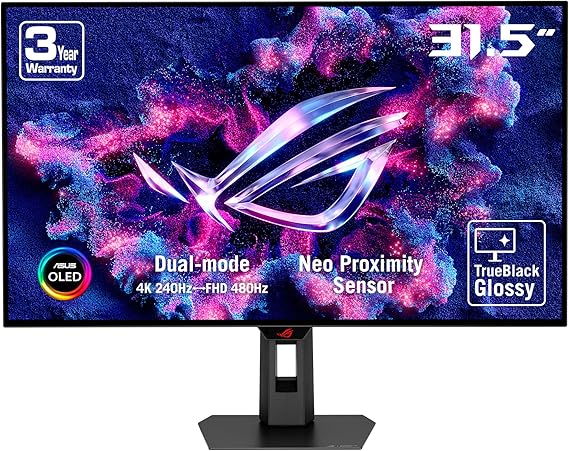 ASUS ROG STRIX XG32UCWMG 31.5 OLED GAMING DUAL MODE 3840x2160 0.03ms 4K -240Hz/ FHD-480Hz 1300cd DP HDMI USB VESA 3YIL NEO YAKINLIK SENSÖRÜ, HDR 400 TRUE BLACK GLOSSY, YÜKSEKLİK AYARLI MONİTÖR