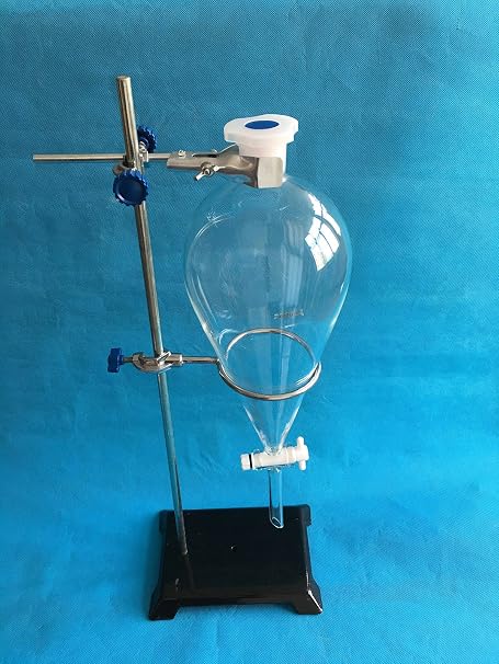 2000ml Glass Separatory Funnel Set, with 4mm PTFE Stopcock and Ring Stand Hardware ...