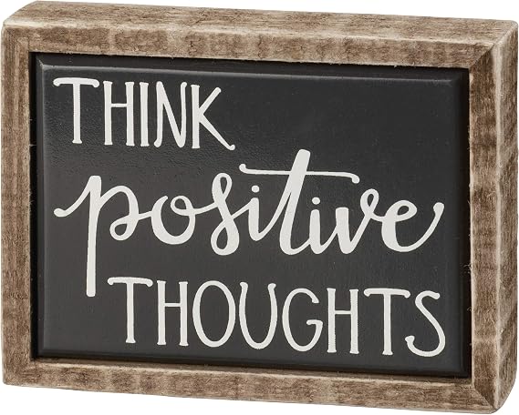 Primitives by Kathy Think Positive Thoughts Box Sign Mini,Black
