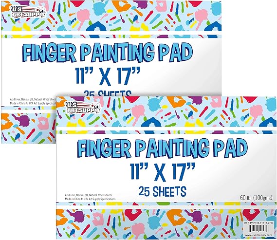 U.S. Art Supply 11 x 17" Large Finger Painting Pad, 2 Pack, 25 Sheets Each