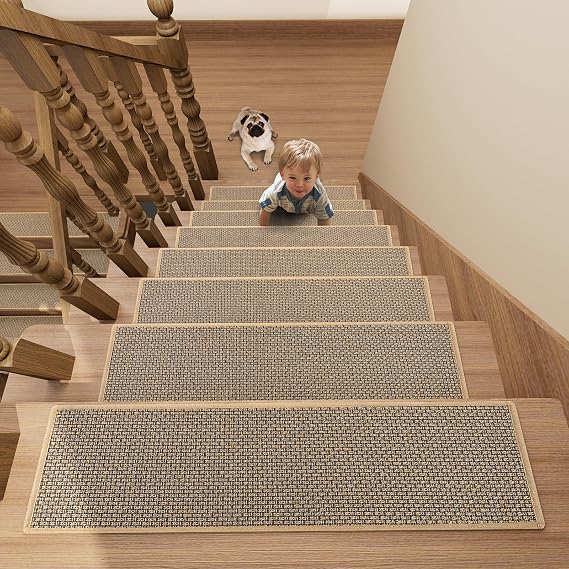 Stair Treads Carpet 1 pcs for Wooden Steps, 30" * 8", Brown