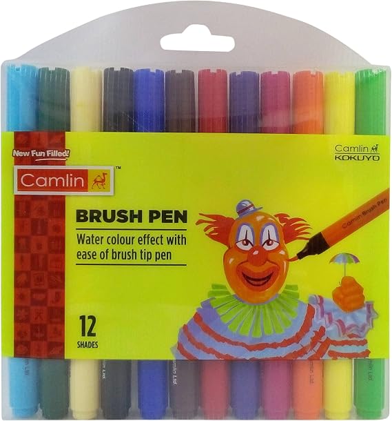 Camlin Kokuyo Brush Pen - Assorted, 12 count Pack