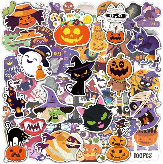 OHOME Halloween Stickers | 100 PCS Halloween Party Favors - Halloween Games Toys Gifts Party Supplies - Crafts Accessories Treats Bulk for Classroom