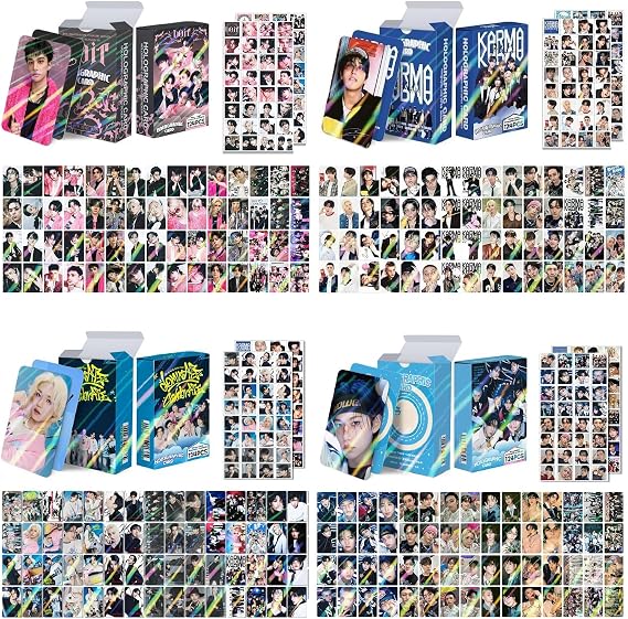 496pcs Stray Laser Photocards Set,Hollow Album Laser Photocard Lomo Card(240pcs Photocards+256pcs Stickers-Purple)