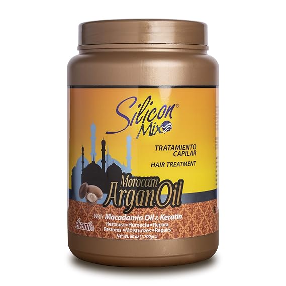 Silicon Mix Moroccan Argan Oil Hair Treatment 60 oz 100% Pure Argan Oil Rich in Omega 6, Omega 9 & Vitamin E Macadamia Oil & Keratin for Deep Hydration, Elasticity, Softness & Scalp Health