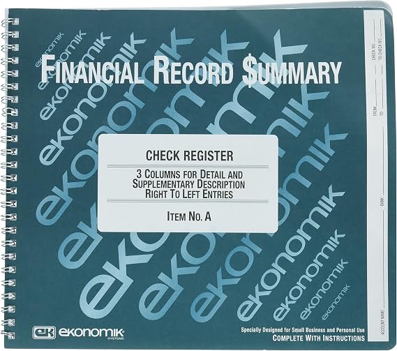 Wirebound Check Register Accounting System, 8 3/4 x 10, 40-Page Book A (DMi EA