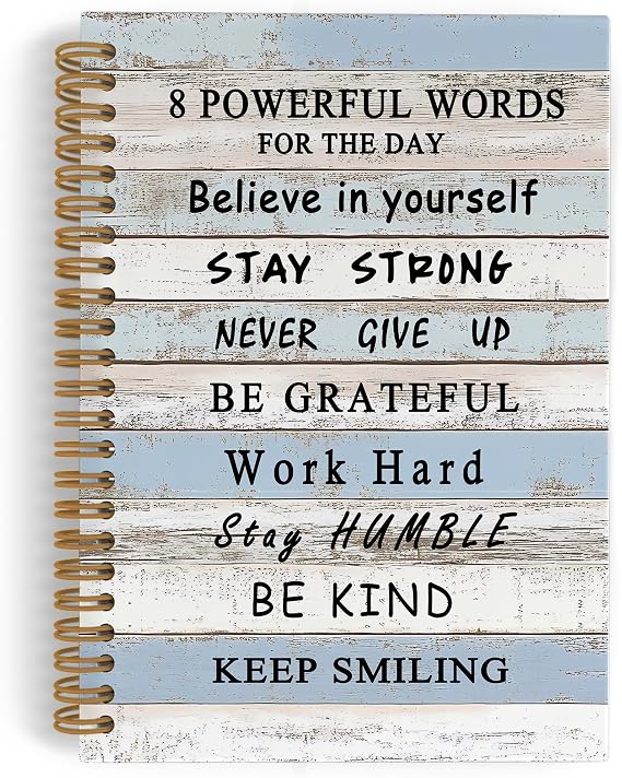 Inspirational 8 Powerful Words Spiral Notebook, Motivational Journal Notebook, Positive Affirmations Notebooks for School Work, Inspiring Quotes Office Supplies Gifts for Women Men, 5.5x8.3 Inch