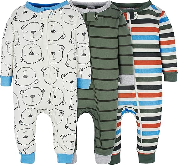 Onesies Brand Baby Boys' 3-pack Snug Fit One-piece Cotton Pajamas