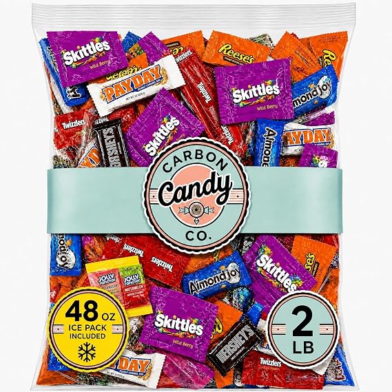 Bulk Candy and Chocolate Variety Pack - 2 lb Individually Wrapped for Party Favors - Father's Day - Ships with Ice