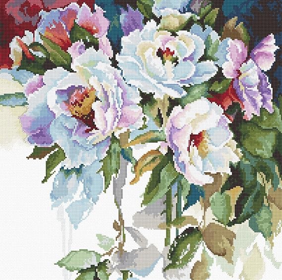 Luca-S White Roses - Cross Stitch Kit
