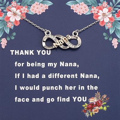 LQRI Nana Necklace Thank You Gift Thank You For Being My Nana Infinity Necklace Best Nana Ever Gift Mothers Day Jewelry Gift