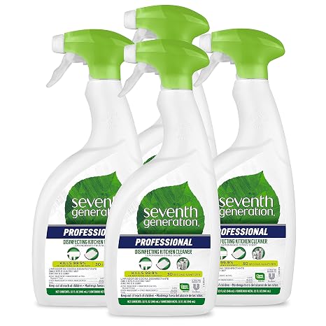 Seventh Generation Professional Disinfecting Kitchen Cleaner, Lemongrass Citrus Scent, 32 Oz, Pack of 4