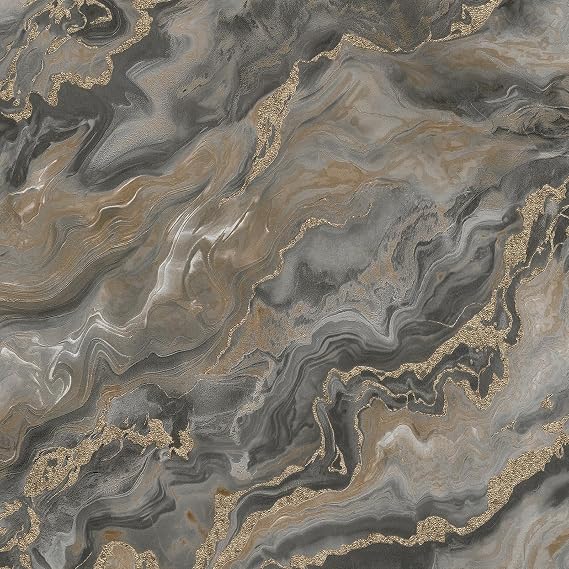 EB-Erismann Elle 10447-37 Non-Woven Wallpaper Marble Look Textured Taupe Gold Metallic 