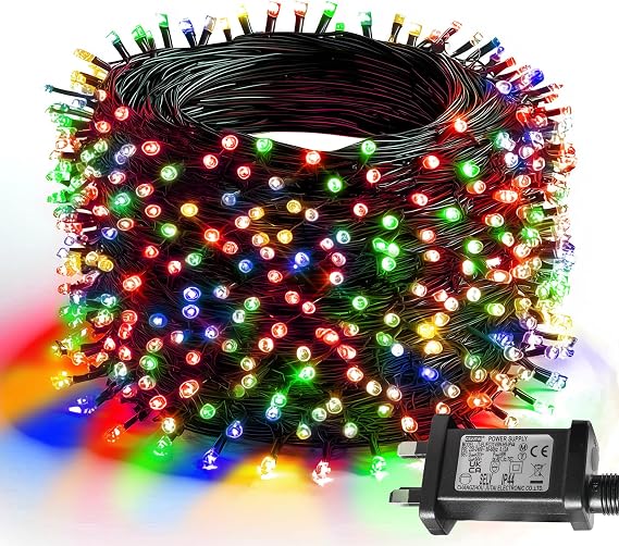 Dazzle Bright Christmas String Lights, 30M 300 LED Christmas Tree Lights with 8 Modes and Timer, Waterproof Green Wire Light Outdoor for Indoor Patio Garden Xmas Party Decorations, Multi-Coloured [Energy Class G]