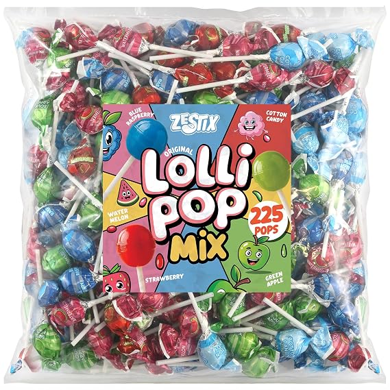 Lollipops Bulk Individually Wrapped 225 Count Assorted Suckers, Sweets & Candy Mix Lollipop Variety Pack for Parties, Kids Classroom Treats & Events by Zestix