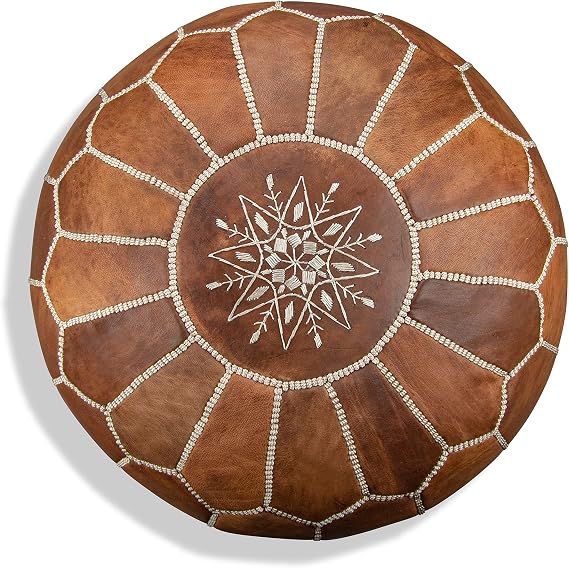 Poufs&Pillows Premium Genuine Leather Pouffe Handmade Delivered Filled Ottoman Bean Bag Footstool