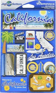 Reminisce Jet Setters State Dimensional Stickers 4.5"X7.5"-California -JST00-4