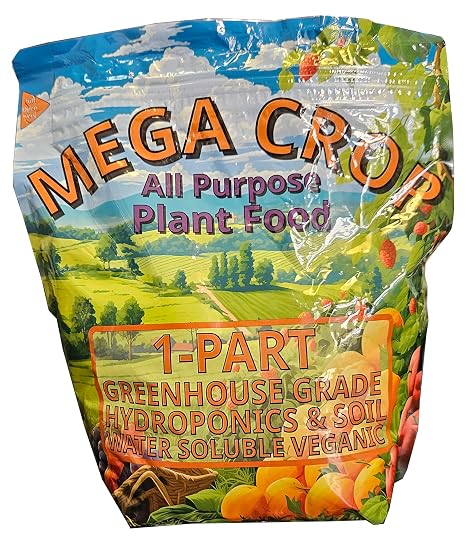 Mega Crop 1-Part Complete Base Nutrient - Hydroponic and Soil Fertilizer for Plants with Organics – Easy to Use for Max harvests - Makes 2000 Liters