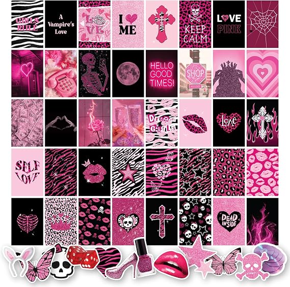 97 Decor Y2K Room Decor Aesthetic, 40 Pcs 4x6 Pink Collage Posters