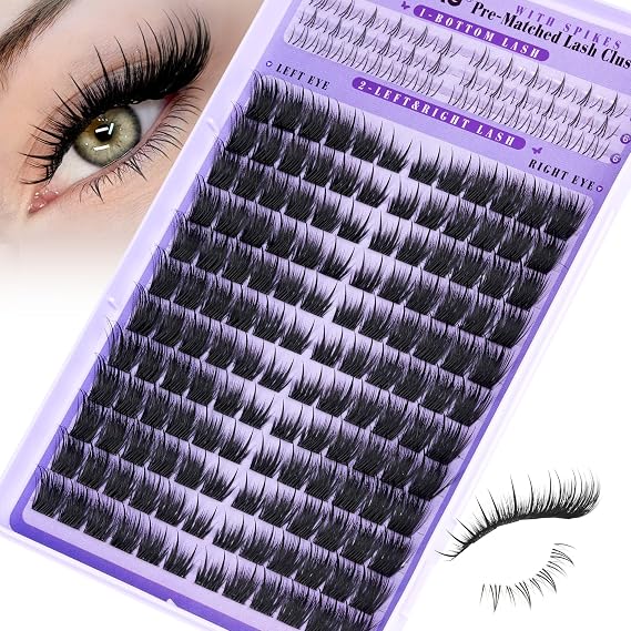 Fairy Lash Clusters Spiky Eyelash Clusters Anime Cluster Eyelash Extensions with Bottom Lashes 9-18mm Manga Individual Eyelashes DIY Spikes Cat Eye Lash Extension 180pcs by TOOCHUNAG