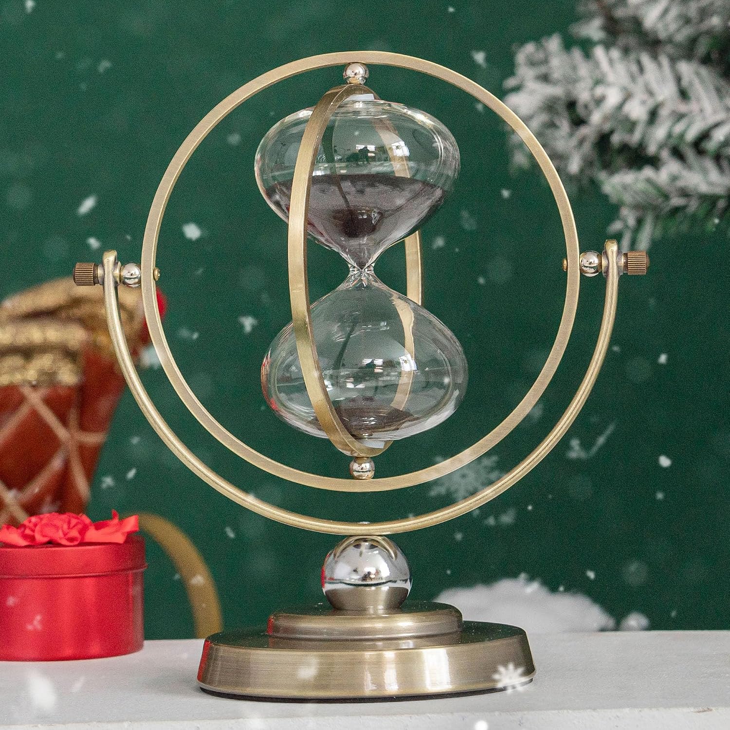 Sanduhr 30 Minuten Metall Messing SanduhrGroße Sanduhren Vintage，Geschenk SanduhrFür Haus Schreibtisch Büro Hochzeits Dekoration. (schwarz)