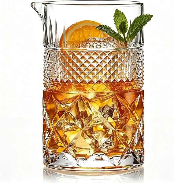 21oz Cocktail Mixing Glass Bartender Thick Heavy Duty Crystal | Borosilicate Glass for Bartender, Whiskey & Rocks Glasses Alternative Dishwasher Safe, Crack-Resistant (No Jigger or Spoon