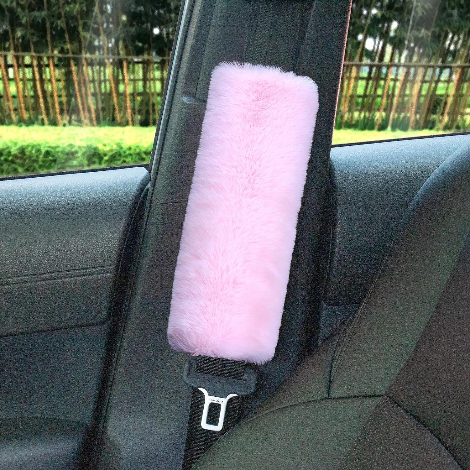 34;2-Pack Soft Plush Seatbelt Covers for Kids - Comfortable Seat Belt Cushion for Newborns - Car SeatStroller Strap Accessories - Enhanced Driving Comfort & Protection Baby Pink