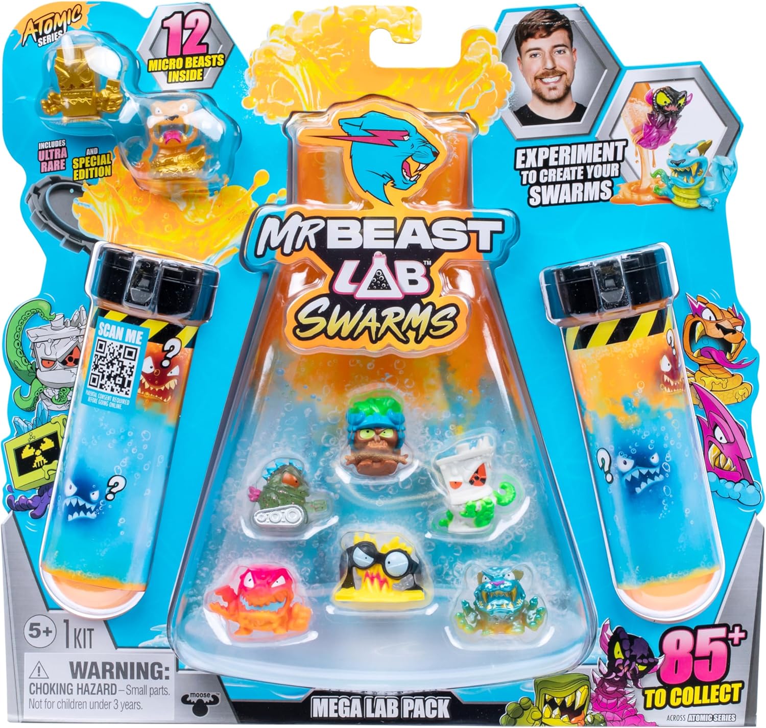 MrBeast Lab Swarms Atomic Series 12 Pack - Python Panther, Add Water, Shake Test Tubes to reveal 2 out of 12 1 Micro Beasts for the MrBeast Swarms collection
