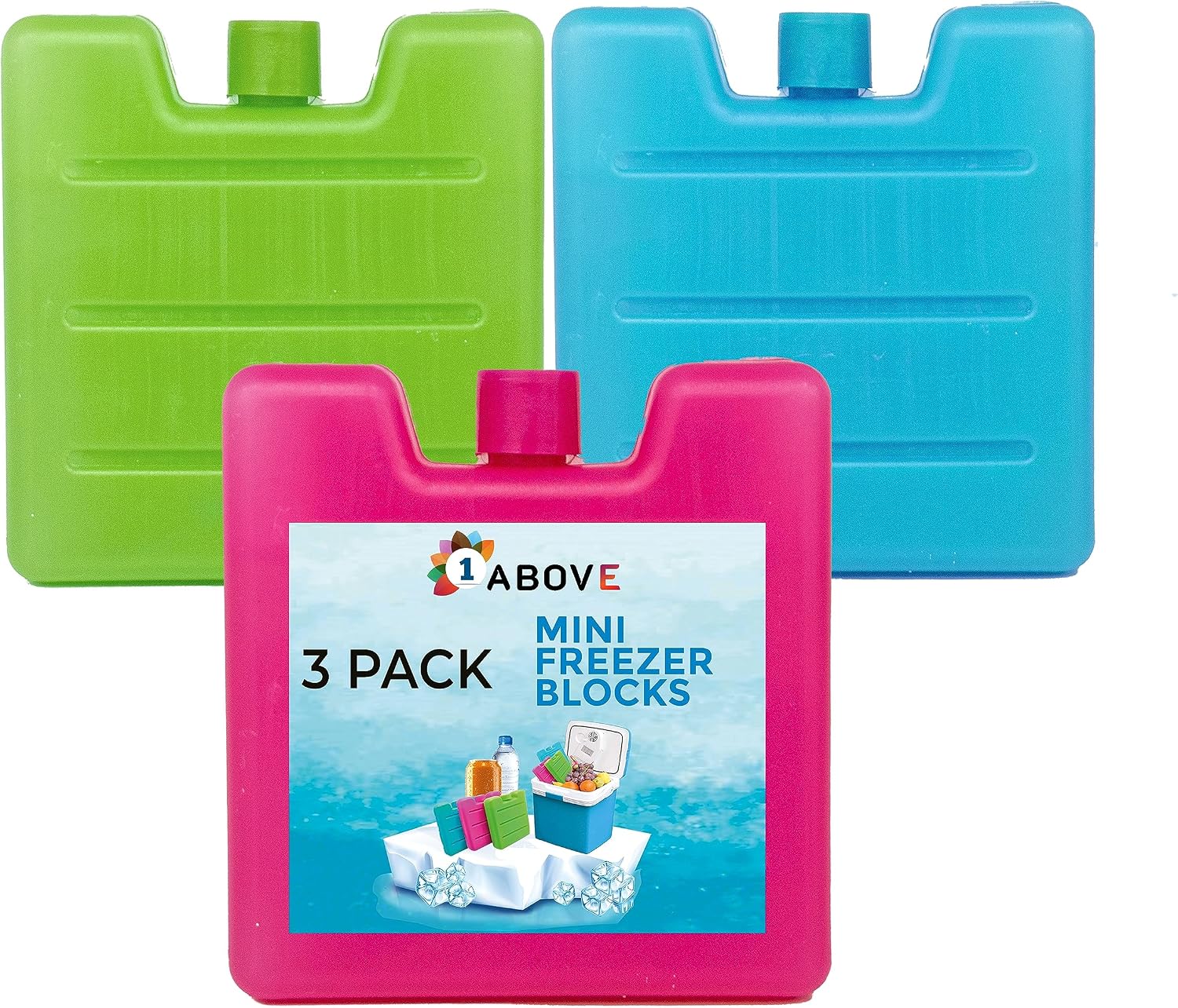 1Above Mini Freezer Blocks, Long Lasting Reusable Family Pack Ice Block Pack for Cool Box, Cooler Bag to Keeps Drink, Food, Lunchboxes Cool…